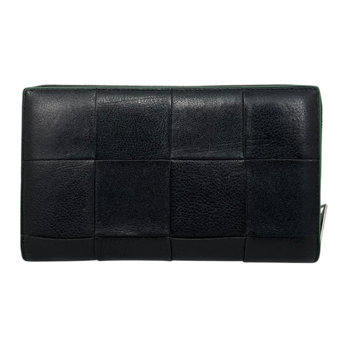 Bottega Veneta Wallet Cassette Zip Around Intrecciato Cuffleather Black Green — view 2