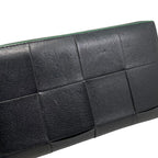 Bottega Veneta Wallet Cassette Zip Around Intrecciato Cuffleather Black Green — view 5