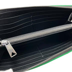 Bottega Veneta Wallet Cassette Zip Around Intrecciato Cuffleather Black Green — view 7