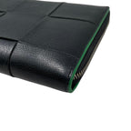 Bottega Veneta Wallet Cassette Zip Around Intrecciato Cuffleather Black Green — view 4