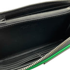 Bottega Veneta Wallet Cassette Zip Around Intrecciato Cuffleather Black Green — view 8