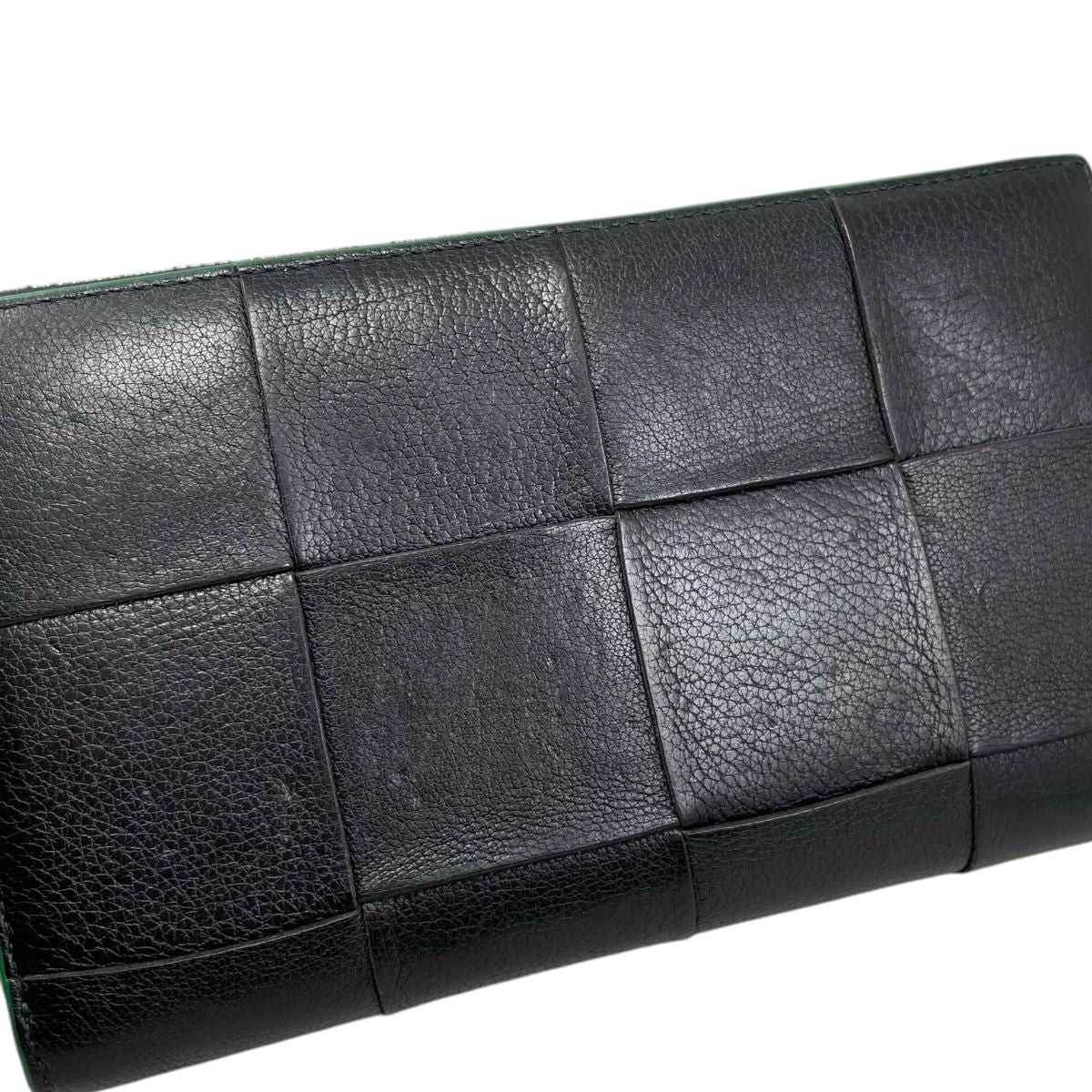 Bottega Veneta Wallet Cassette Zip Around Intrecciato Cuffleather Black Green — view 6