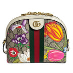 Gucci Shoulder Bag Ophidia GG Flora Small White Gold