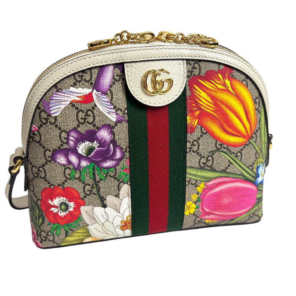 Gucci Shoulder Bag Ophidia GG Flora Small White Gold — view 2