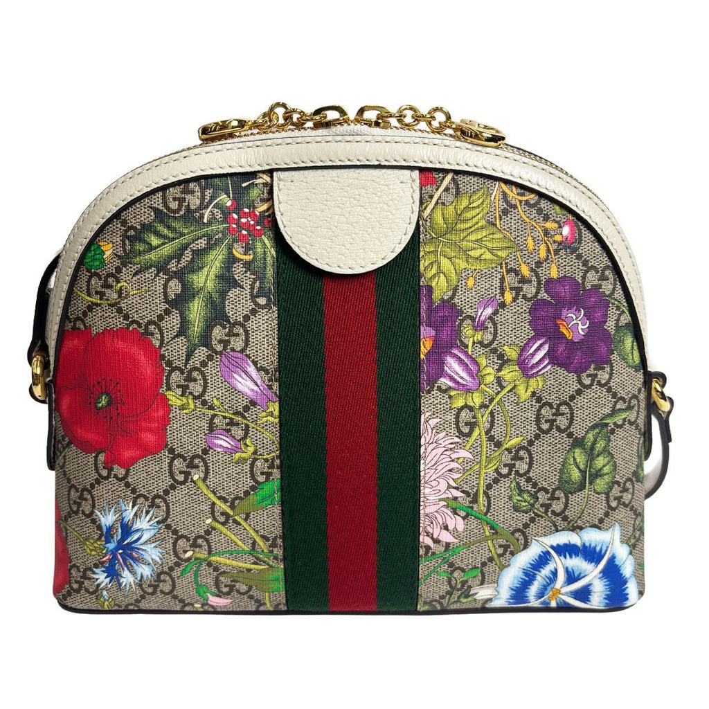 Gucci Shoulder Bag Ophidia GG Flora Small White Gold — view 3