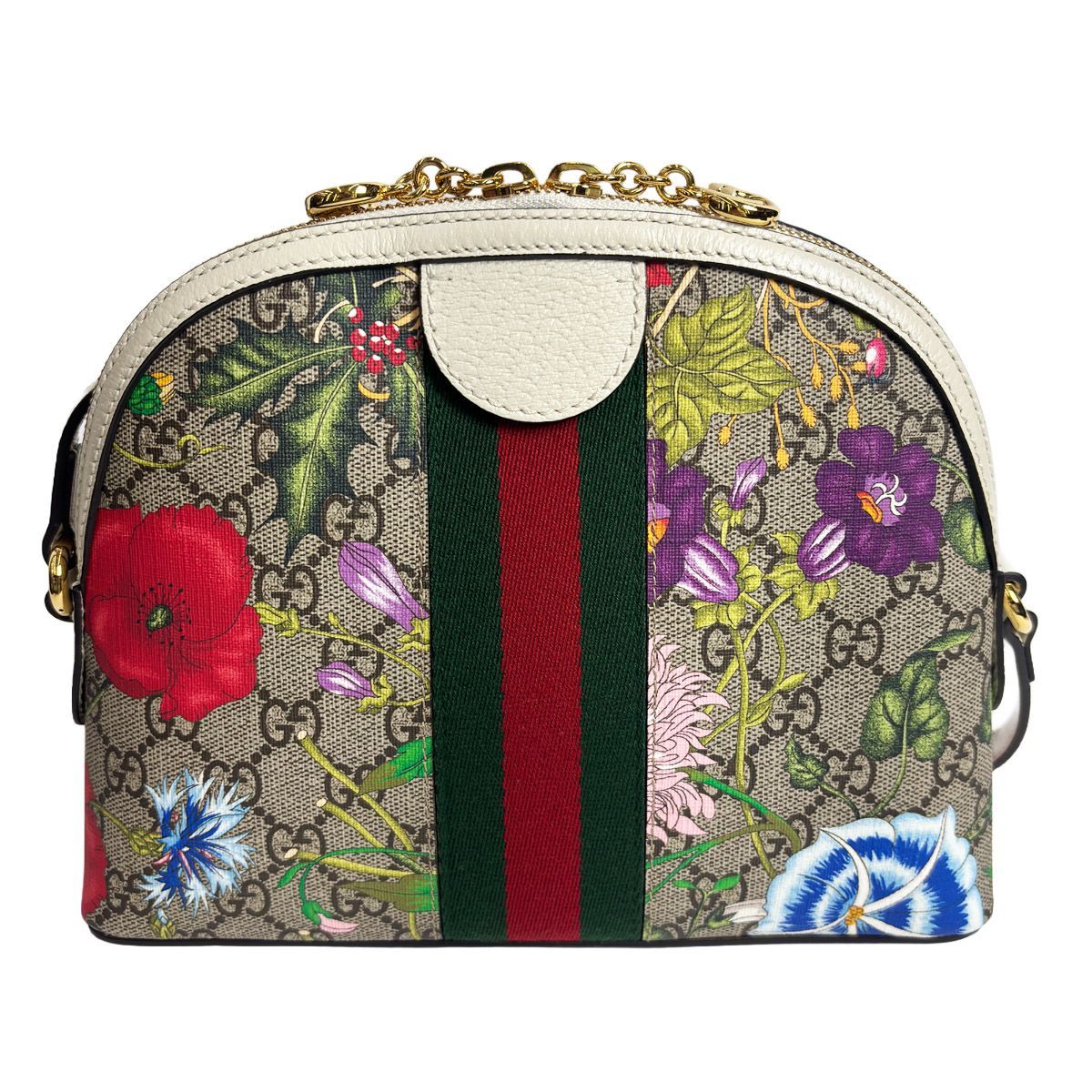 Gucci Shoulder Bag Ophidia GG Flora Small White Gold — view 3