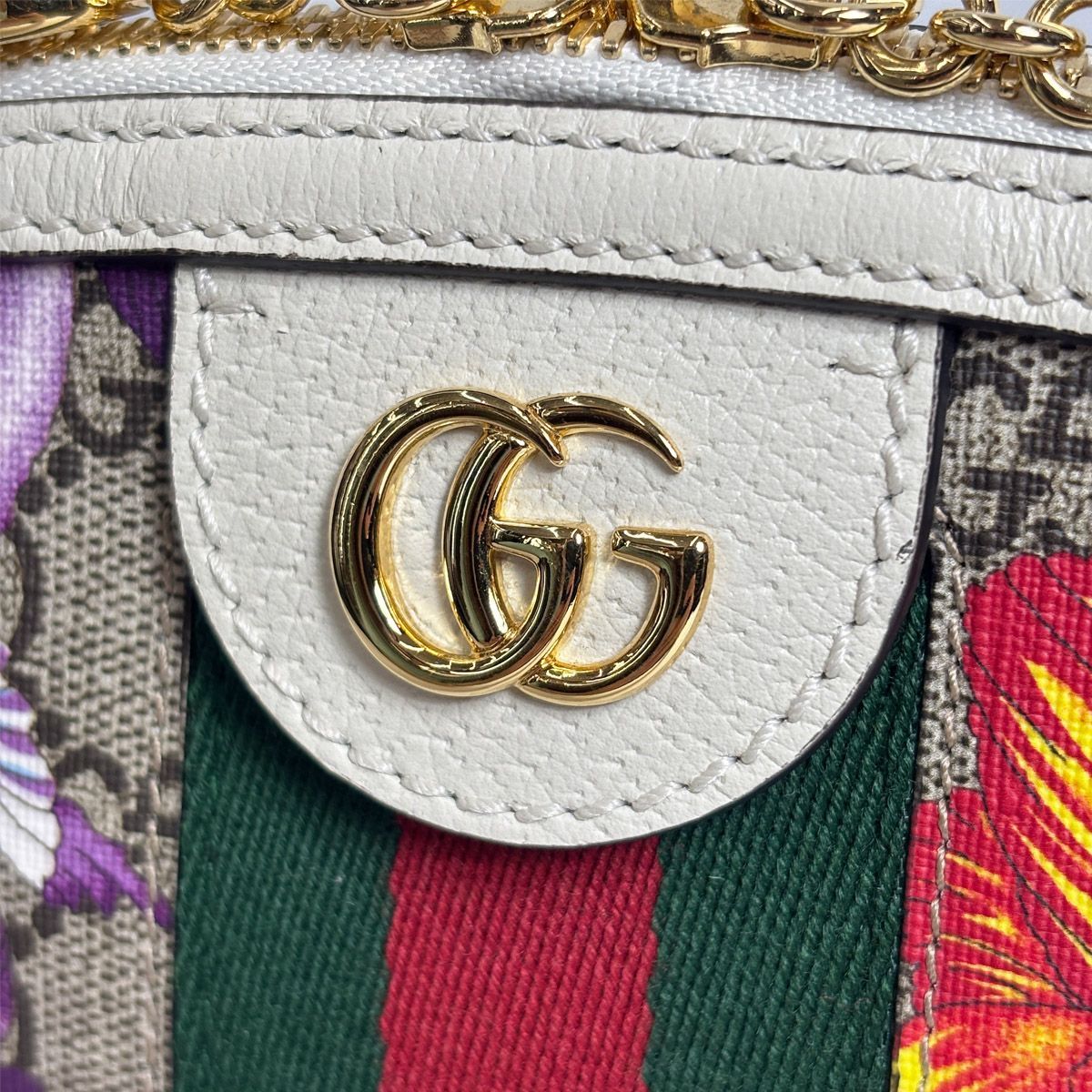 Gucci Shoulder Bag Ophidia GG Flora Small White Gold — view 4