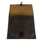 Prada Cobra Buckle Leather Shoulder Bag Cross Dark Brown Vintage