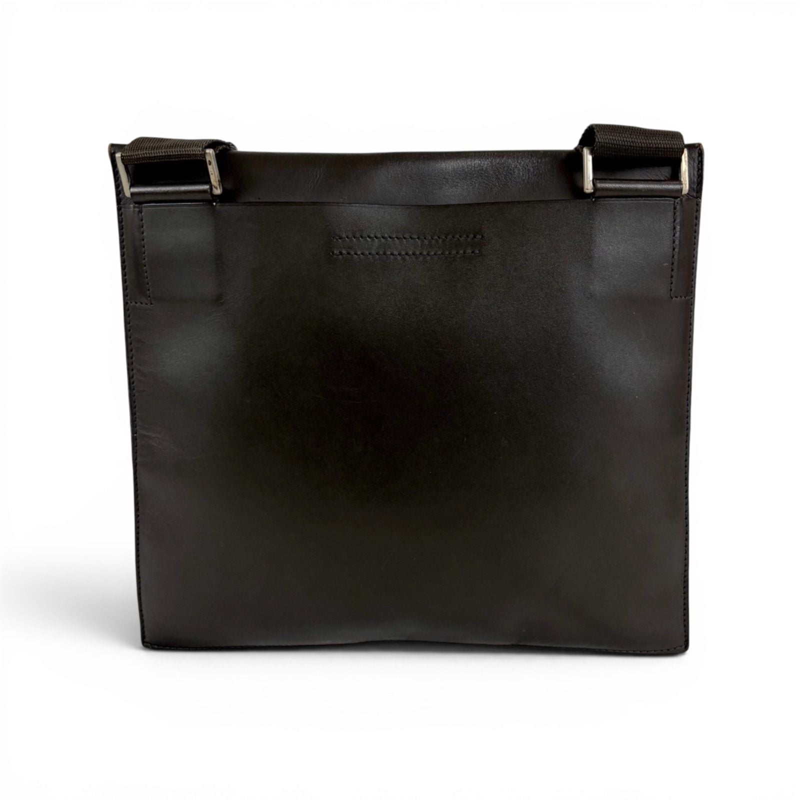 Prada Cobra Buckle Leather Shoulder Bag Cross Dark Brown Vintage