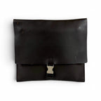 Prada Cobra Buckle Leather Shoulder Bag Cross Dark Brown Vintage