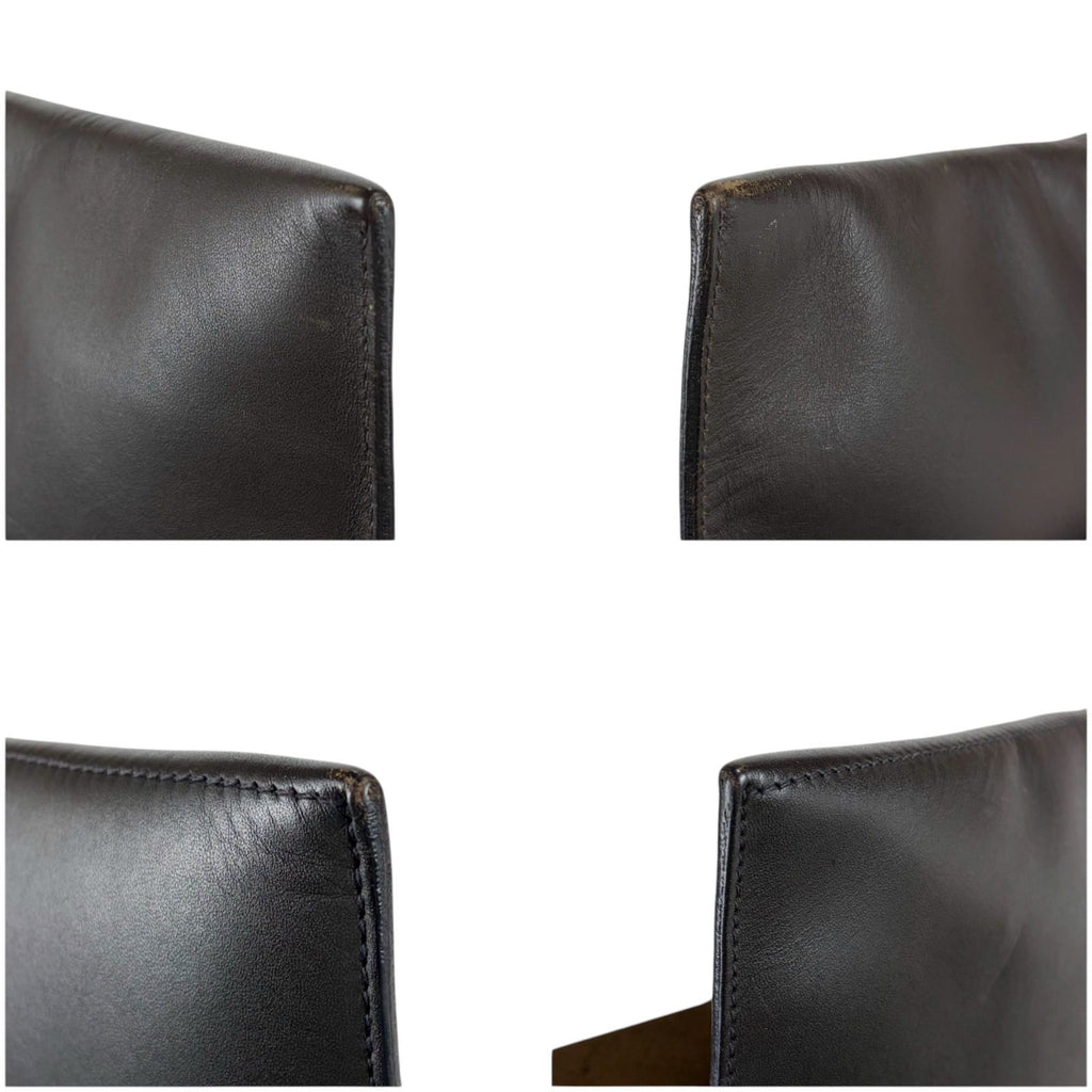 Prada Cobra Buckle Leather Shoulder Bag Cross Dark Brown Vintage