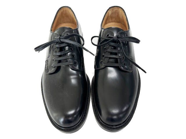 Louis Vuitton Plain Toe Lace Up Leather Derby Shoes Dress 5 Black — view 2