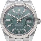 Rolex Sky Dweller Watch Jubilee Mint Green Box 18k White Gold SS