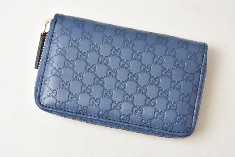 Gucci Coin Case Card Mini Wallet Purse Micro Guccissima Blue — view 3