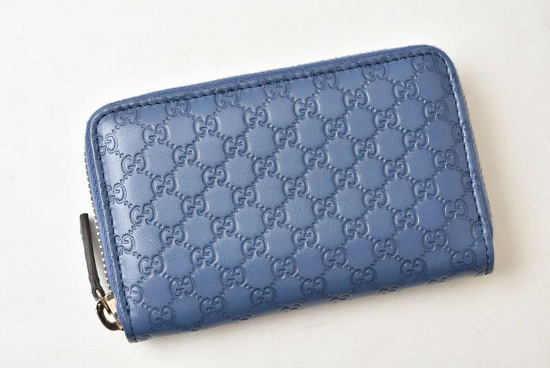 Gucci Coin Case Card Mini Wallet Purse Micro Guccissima Blue — view 2