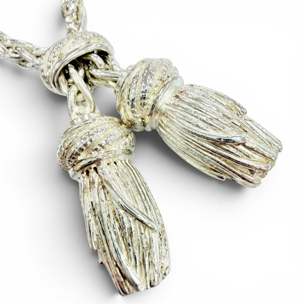 Hermes Vintage Crab Hole Mark Tassel Scarf Ring Silver — view 3