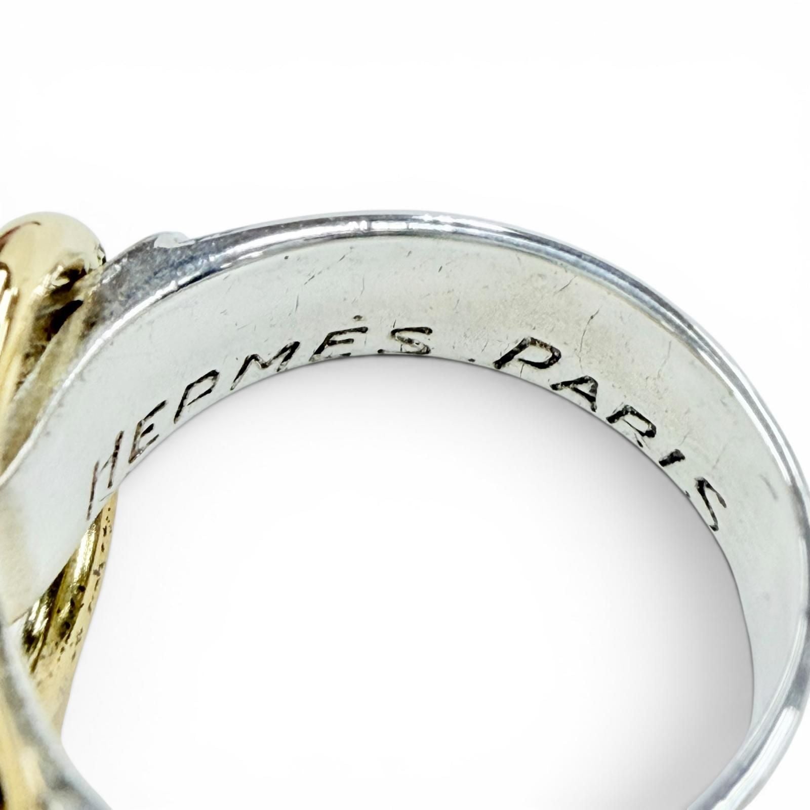 Hermes Vintage Duzano Ring 925 750 Silver Gold — view 5