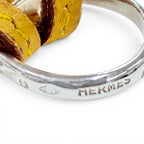 Hermes 925 Leather Strap Loupe Necklace Silver Yellow All Box — view 8