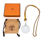 Hermes 925 Leather Strap Loupe Necklace Silver Yellow All Box — view 2