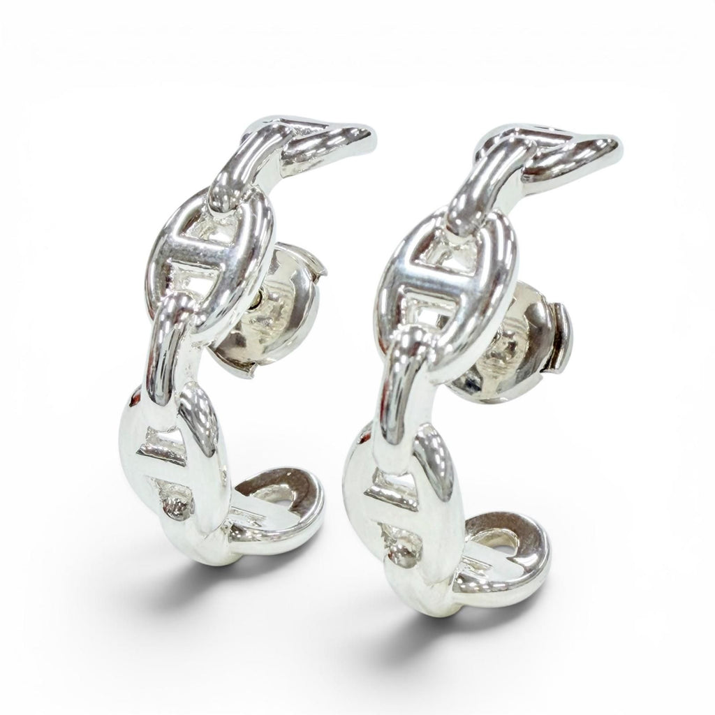 Hermes Chaine D'ancre 925 Earrings Silver French