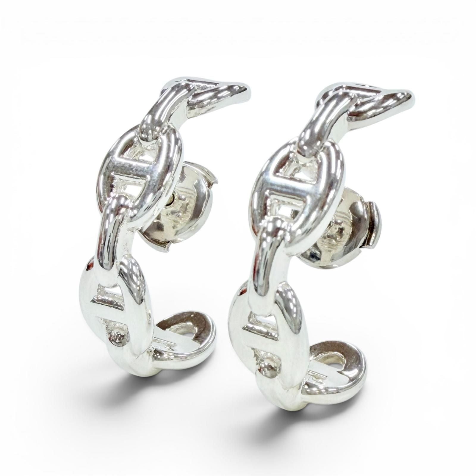 Hermes Chaine D'ancre 925 Earrings Silver French
