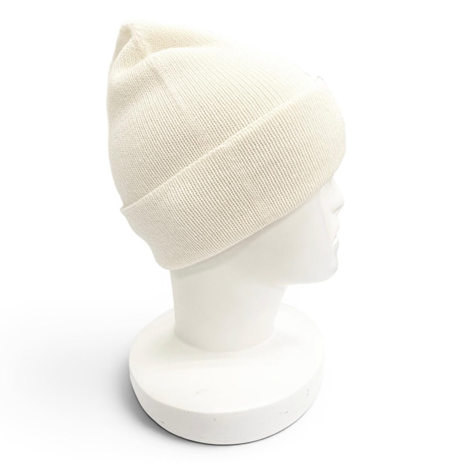 Chanel Cashmere CC Logo Heart Rhinestone Knit Cap White — view 5
