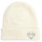 Chanel Cashmere CC Logo Heart Rhinestone Knit Cap White — view 7