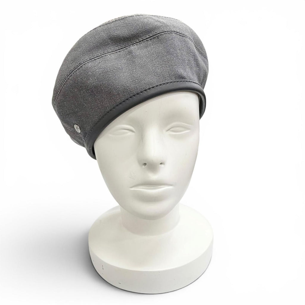 Hermes Saint Honore Cotton 100% Series Button Leather Piping Beret Gray 57 — view 3