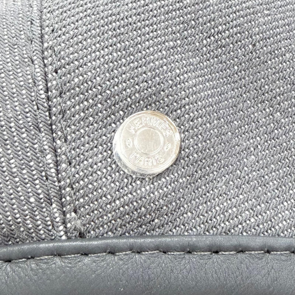 Hermes Saint Honore Cotton 100% Series Button Leather Piping Beret Gray 57 — view 8
