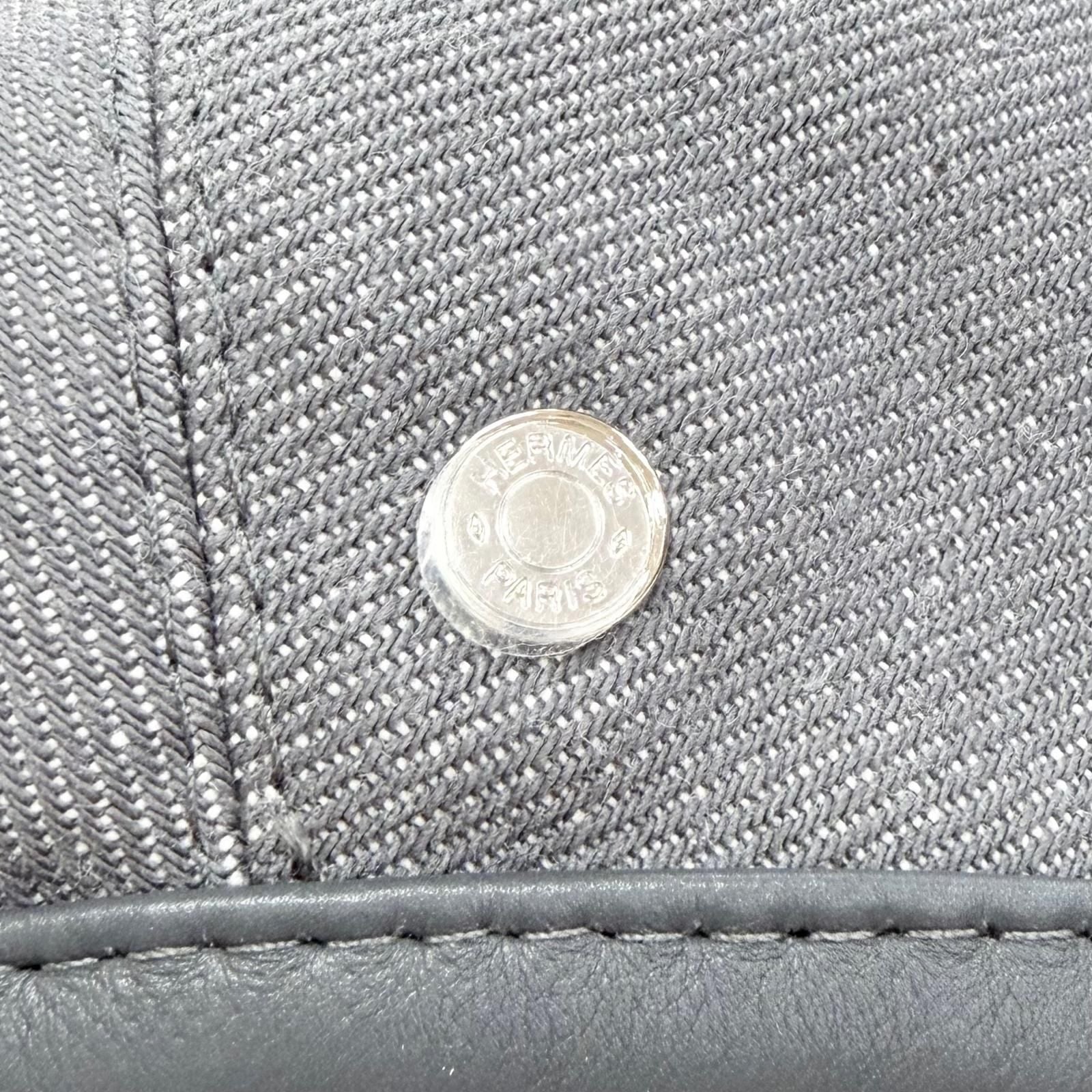Hermes Saint Honore Cotton 100% Series Button Leather Piping Beret Gray 57 — view 8