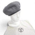 Hermes Saint Honore Cotton 100% Series Button Leather Piping Beret Gray 57 — view 2