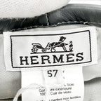 Hermes Saint Honore Cotton 100% Series Button Leather Piping Beret Gray 57 — view 9