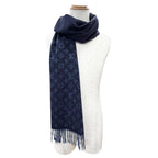 Louis Vuitton Echarpe Monogram Gradient Cashmere Wool Fringe Scarf Navy — view 2