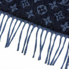 Louis Vuitton Echarpe Monogram Gradient Cashmere Wool Fringe Scarf Navy — view 5