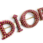 Dior Logo Rhinestone Brooch Pink Gold — view 7