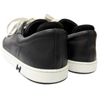 Hermes Kid Leather Logo Lace Up Low Cut Sneakers Black — view 5