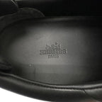 Hermes Kid Leather Logo Lace Up Low Cut Sneakers Black — view 7