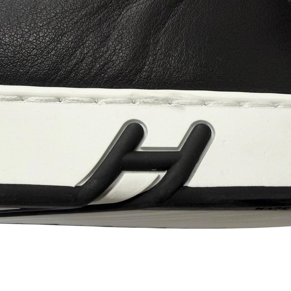 Hermes Kid Leather Logo Lace Up Low Cut Sneakers Black — view 6