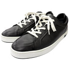 Hermes Kid Leather Logo Lace Up Low Cut Sneakers Black