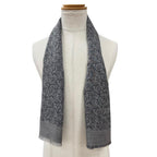 Hermes Cashmere Silk Tisse Reversible Hose Mix Fringe Scarf Gray Navy — view 2