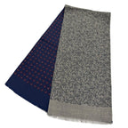 Hermes Cashmere Silk Tisse Reversible Hose Mix Fringe Scarf Gray Navy — view 3