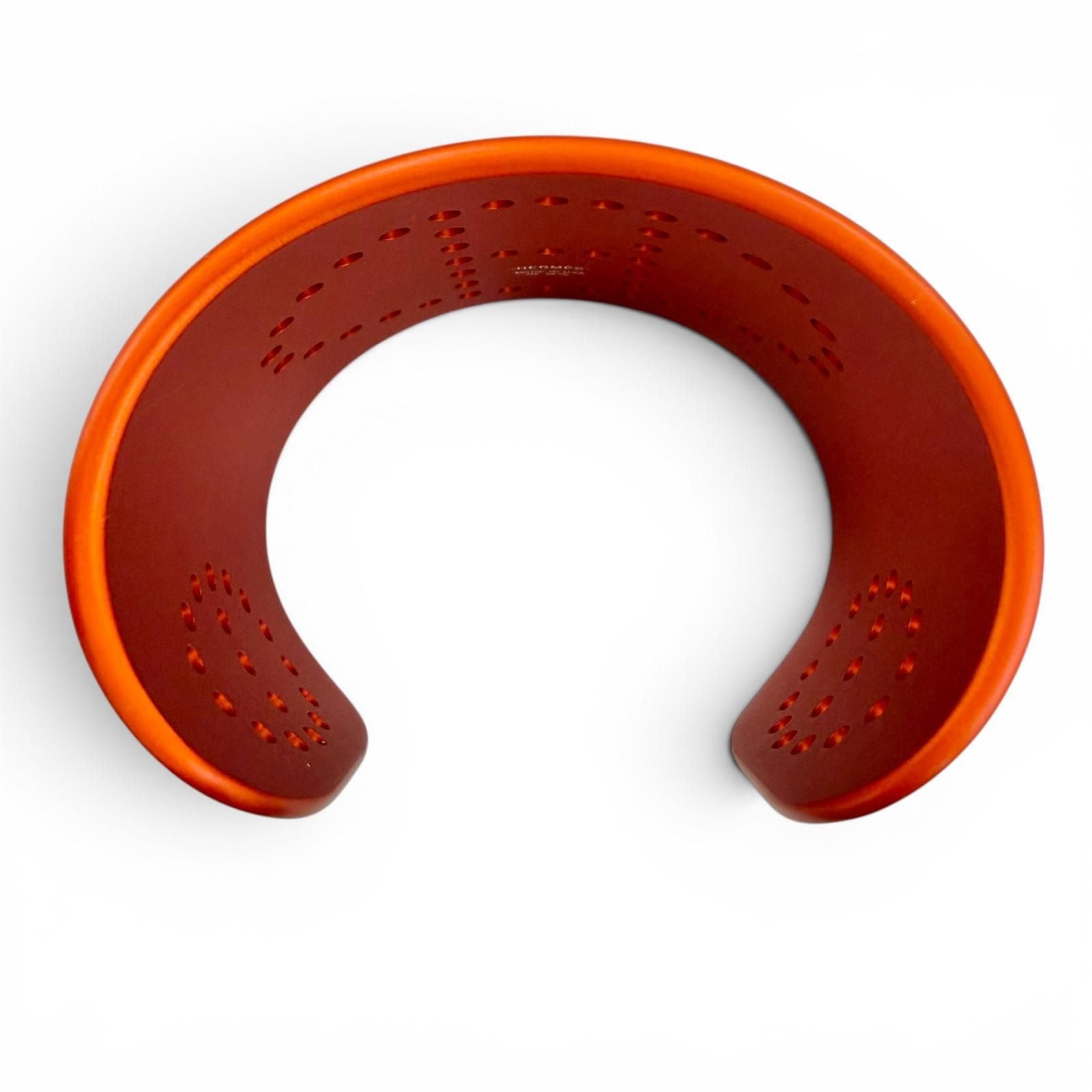 Hermes Evelyne Bangle Aluminum Logo Chaine D'ancre Bracelet Orange — view 5