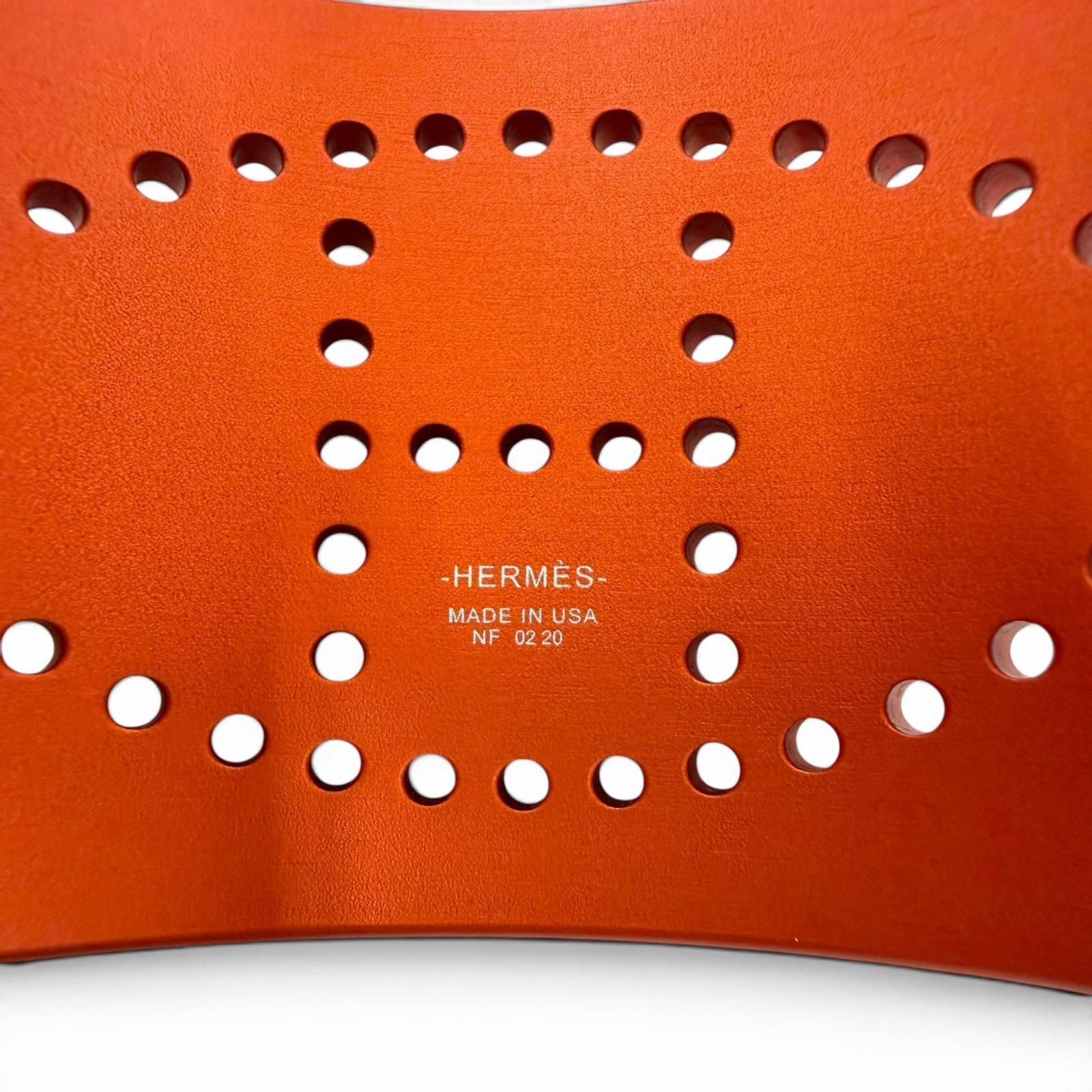 Hermes Evelyne Bangle Aluminum Logo Chaine D'ancre Bracelet Orange — view 6