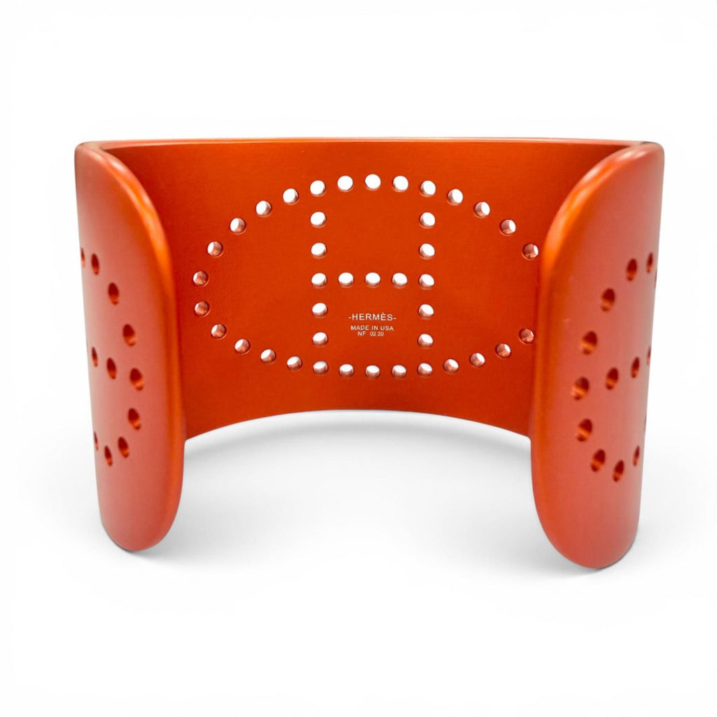 Hermes Evelyne Bangle Aluminum Logo Chaine D'ancre Bracelet Orange — view 3