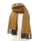 Hermes Rectoverso Cashmere Logo Embroidery Bicolor Reversible Fringe Scarf — view 2