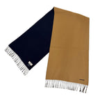 Hermes Rectoverso Cashmere Logo Embroidery Bicolor Reversible Fringe Scarf — view 3