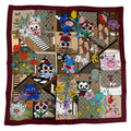 Gucci Besties Print Silk Twill Scarf 100% Bordeaux 90