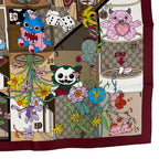 Gucci Besties Print Silk Twill Scarf 100% Bordeaux 90 — view 5