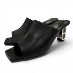 Hermes Iconic Silver Chaine D'ancre Heels Leather Sandals Black