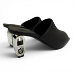 Hermes Iconic Silver Chaine D'ancre Heels Leather Sandals Black — view 3